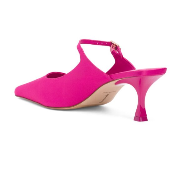 Larroudé Ines Mule Heels In Magenta Leather - Picture 2 of 2